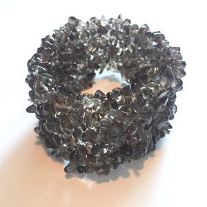 Brown Pressed Glass Stretch Bracelet